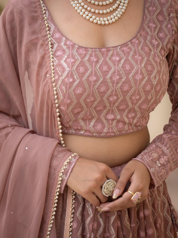 Rosy Brown Georgette Lehenga Set ClothsVilla