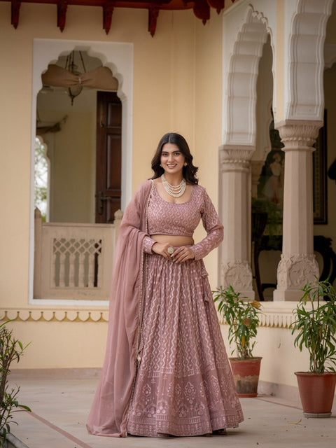 Rosy Brown Georgette Lehenga Set ClothsVilla Main image