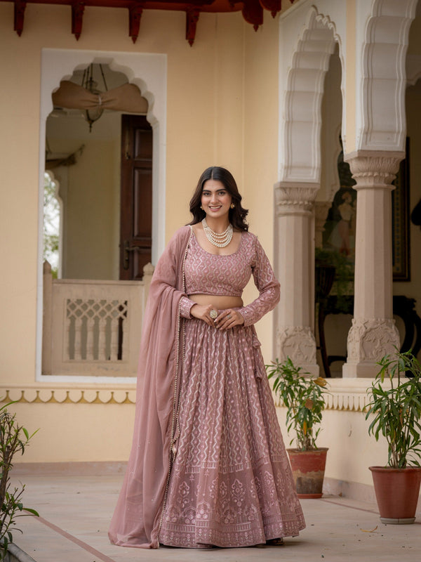 Rosy Brown Georgette Lehenga Set ClothsVilla