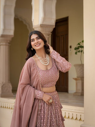 Rosy Brown Georgette Lehenga Set ClothsVilla