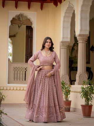 Rosy Brown Georgette Lehenga Set ClothsVilla
