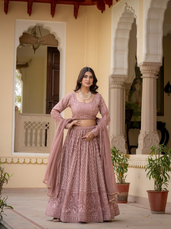 Rosy Brown Georgette Lehenga Set ClothsVilla