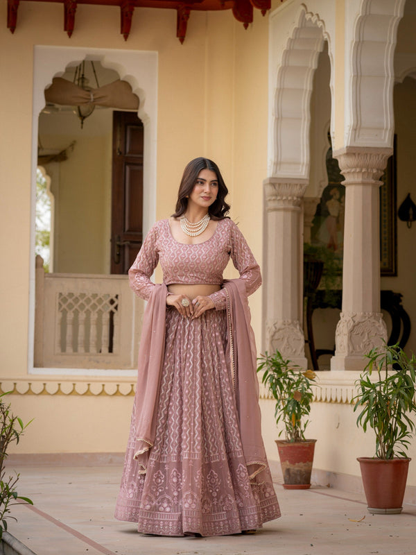 Rosy Brown Georgette Lehenga Set ClothsVilla
