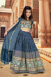 Load image into Gallery viewer, Royal Blue Ajrakh Printed Designer Kids Lehenga Choli Set ClothsVilla