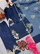Load image into Gallery viewer, Royal Blue Elegant Embroidered Crepe Palazzo Set with Dupatta ClothsVilla