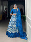 Royal Blue Elegant Tussar Silk Ready-to-Wear Gown with Dupatta