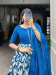 Load image into Gallery viewer, Royal Blue Elegant Tussar Silk Ready-to-Wear Gown with Dupatta
