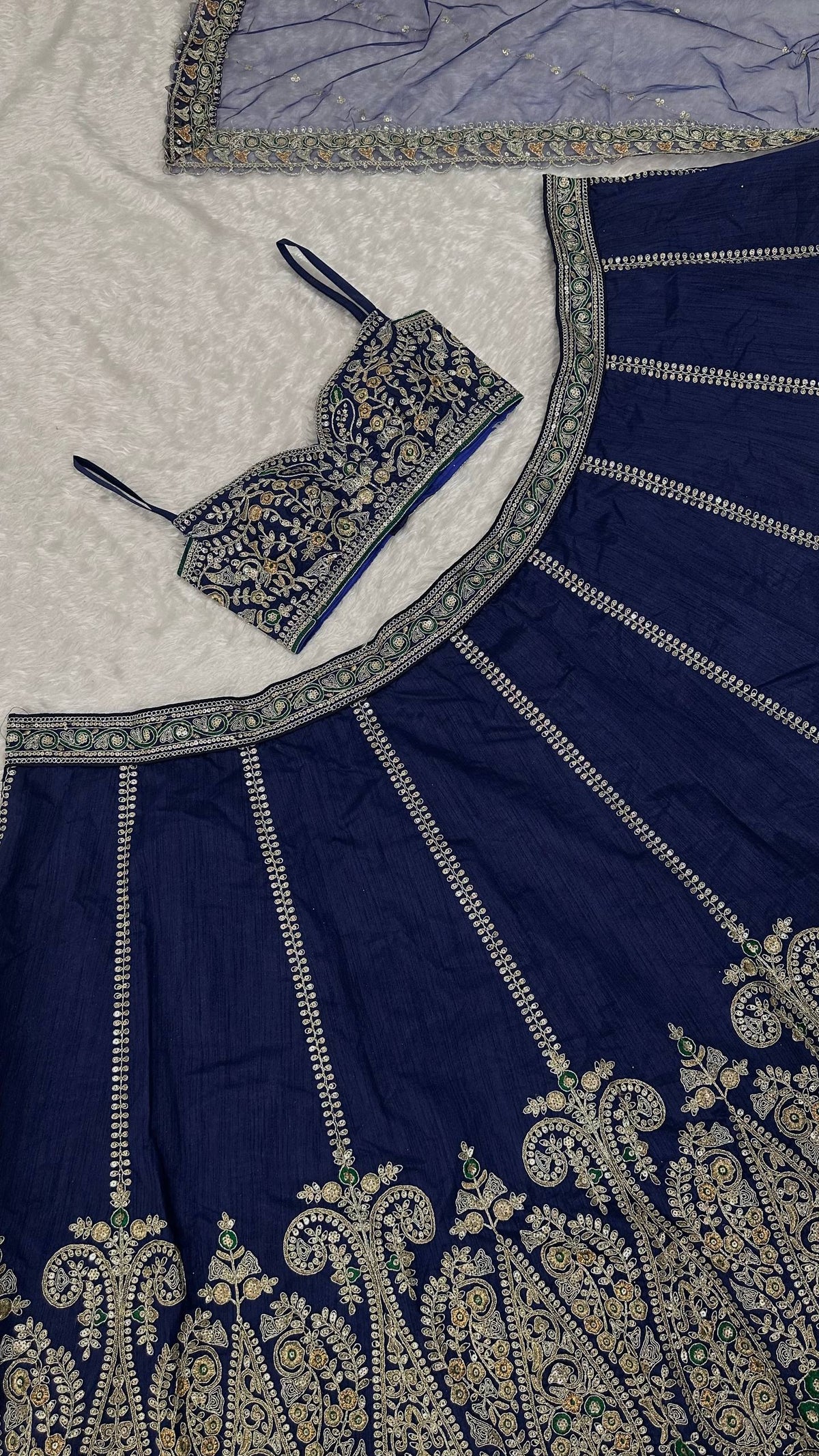 Royal Blue Silk Designer Sequins Lehenga ClothsVilla