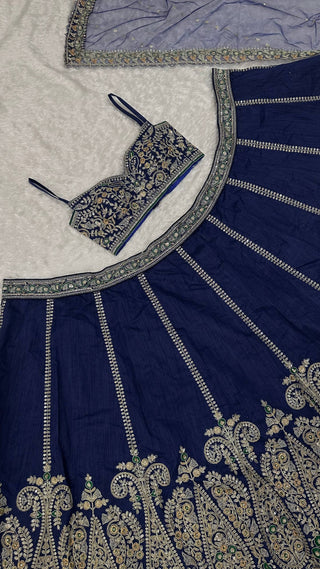 Royal Blue Silk Designer Sequins Lehenga ClothsVilla