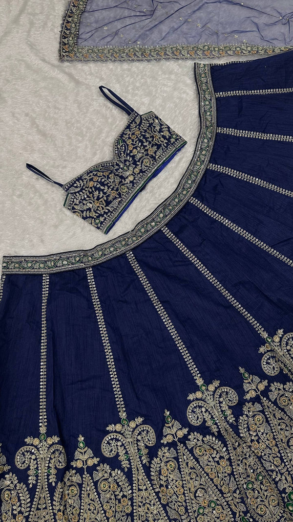 Royal Blue Silk Designer Sequins Lehenga ClothsVilla