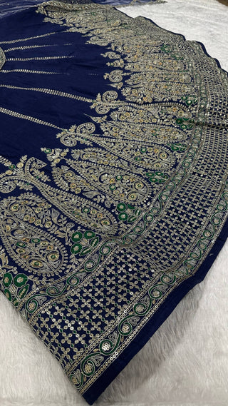 Royal Blue Silk Designer Sequins Lehenga ClothsVilla