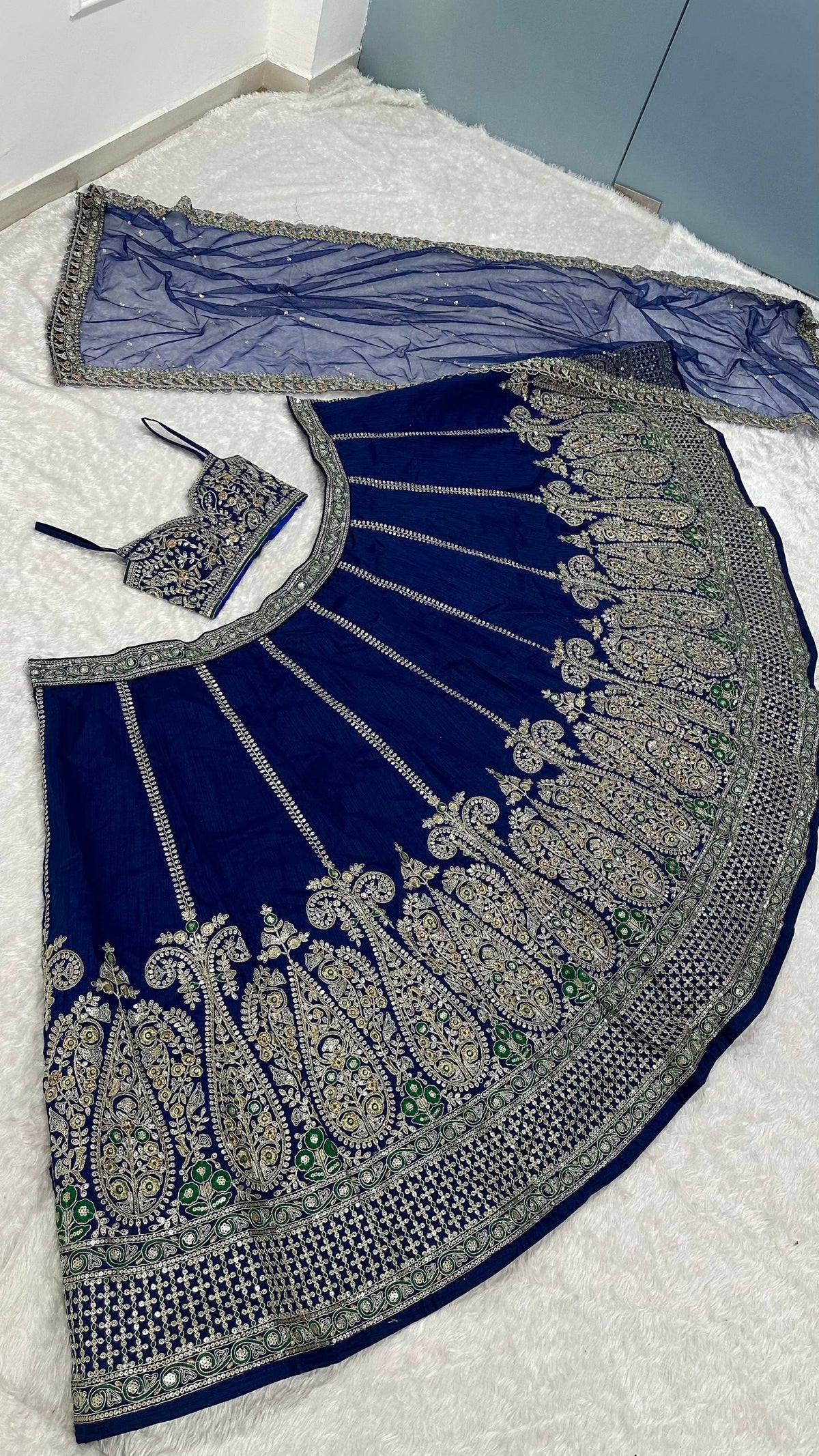 Royal Blue Silk Designer Sequins Lehenga ClothsVilla