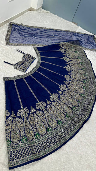 Royal Blue Silk Designer Sequins Lehenga ClothsVilla