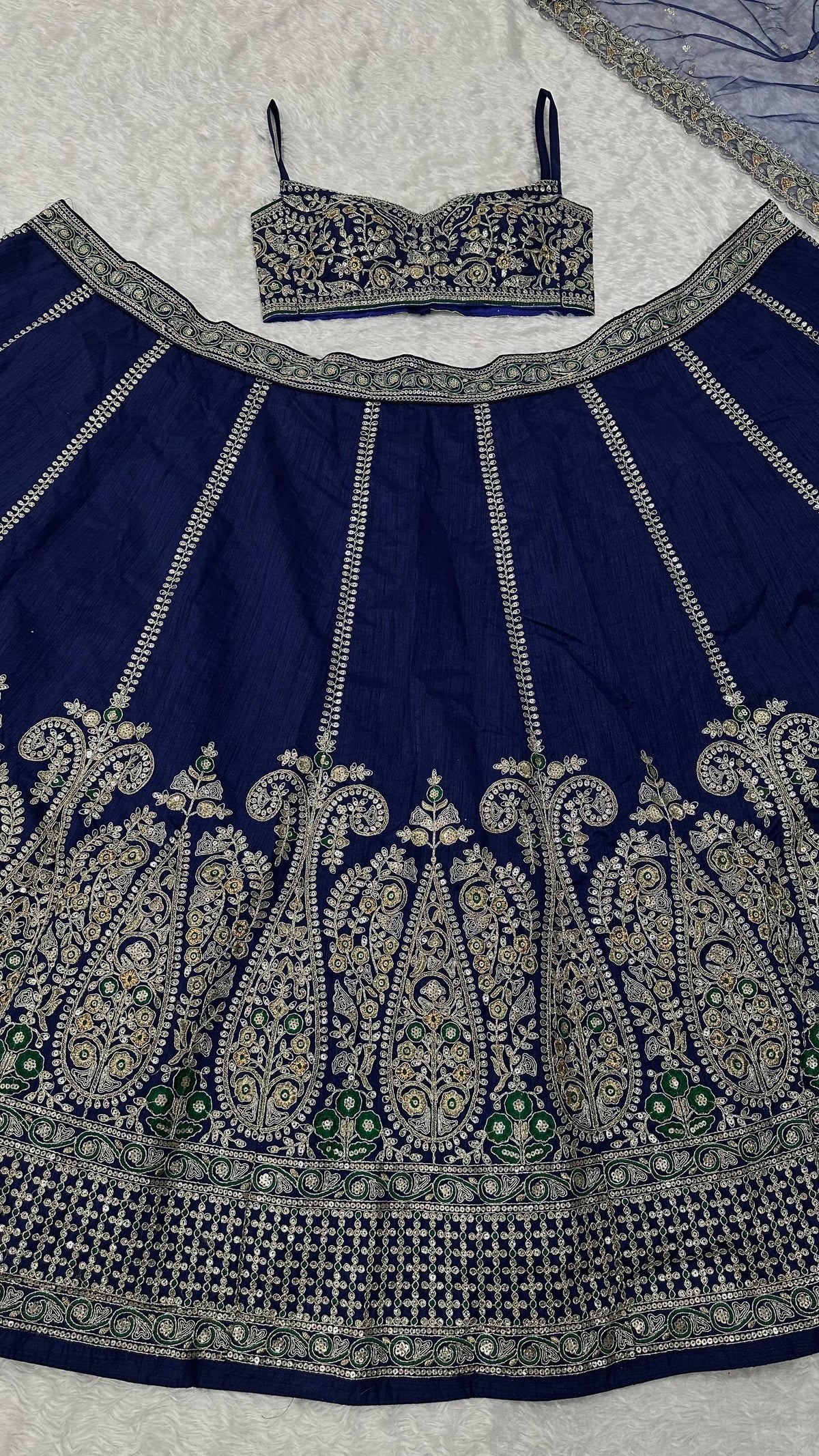 Royal Blue Silk Designer Sequins Lehenga ClothsVilla