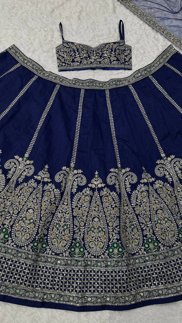 Royal Blue Silk Designer Sequins Lehenga ClothsVilla