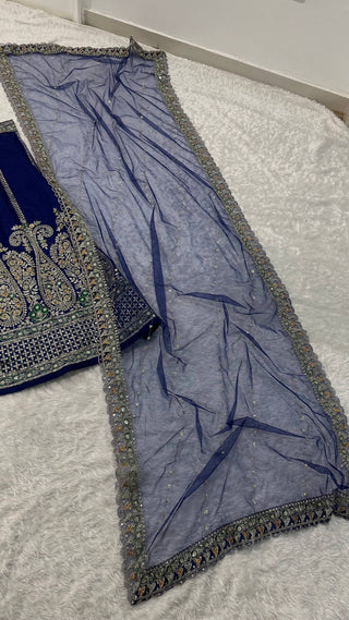 Royal Blue Silk Designer Sequins Lehenga ClothsVilla