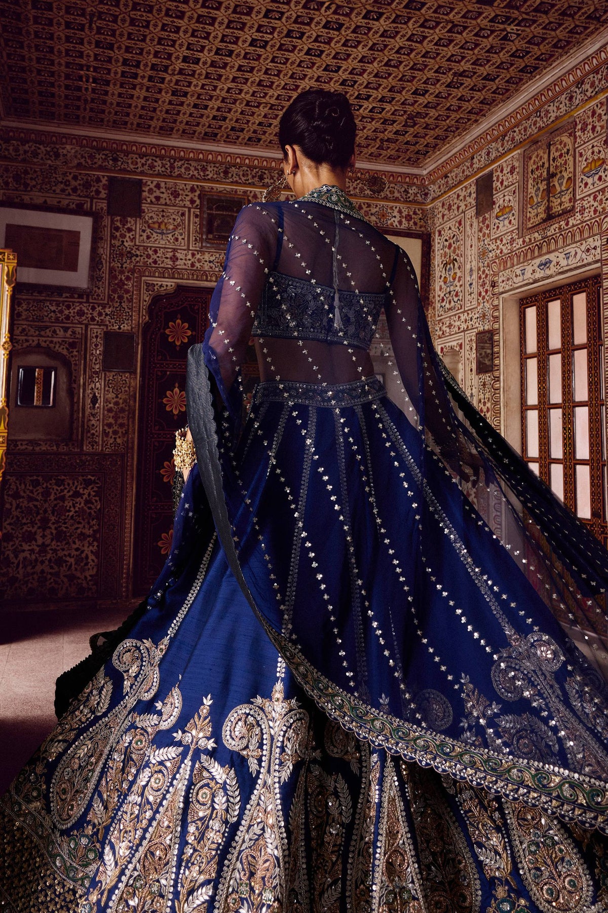 Royal Blue Silk Designer Sequins Lehenga ClothsVilla