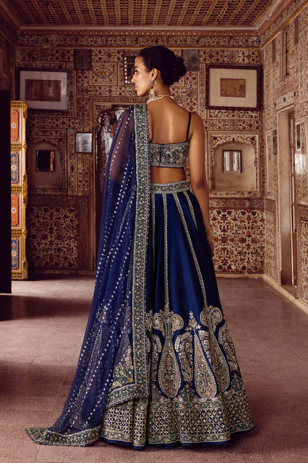 Royal Blue Silk Designer Sequins Lehenga ClothsVilla