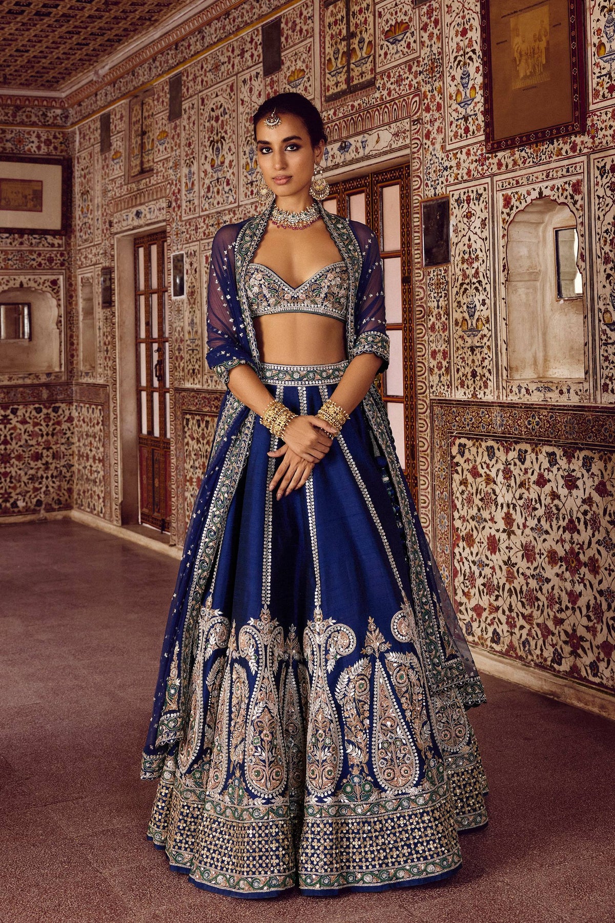 Royal Blue Silk Designer Sequins Lehenga ClothsVilla