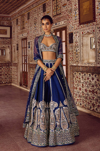Royal Blue Silk Designer Sequins Lehenga ClothsVilla