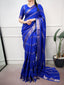 Royal Blue Silk Zari Weaving Saree ClothsVilla