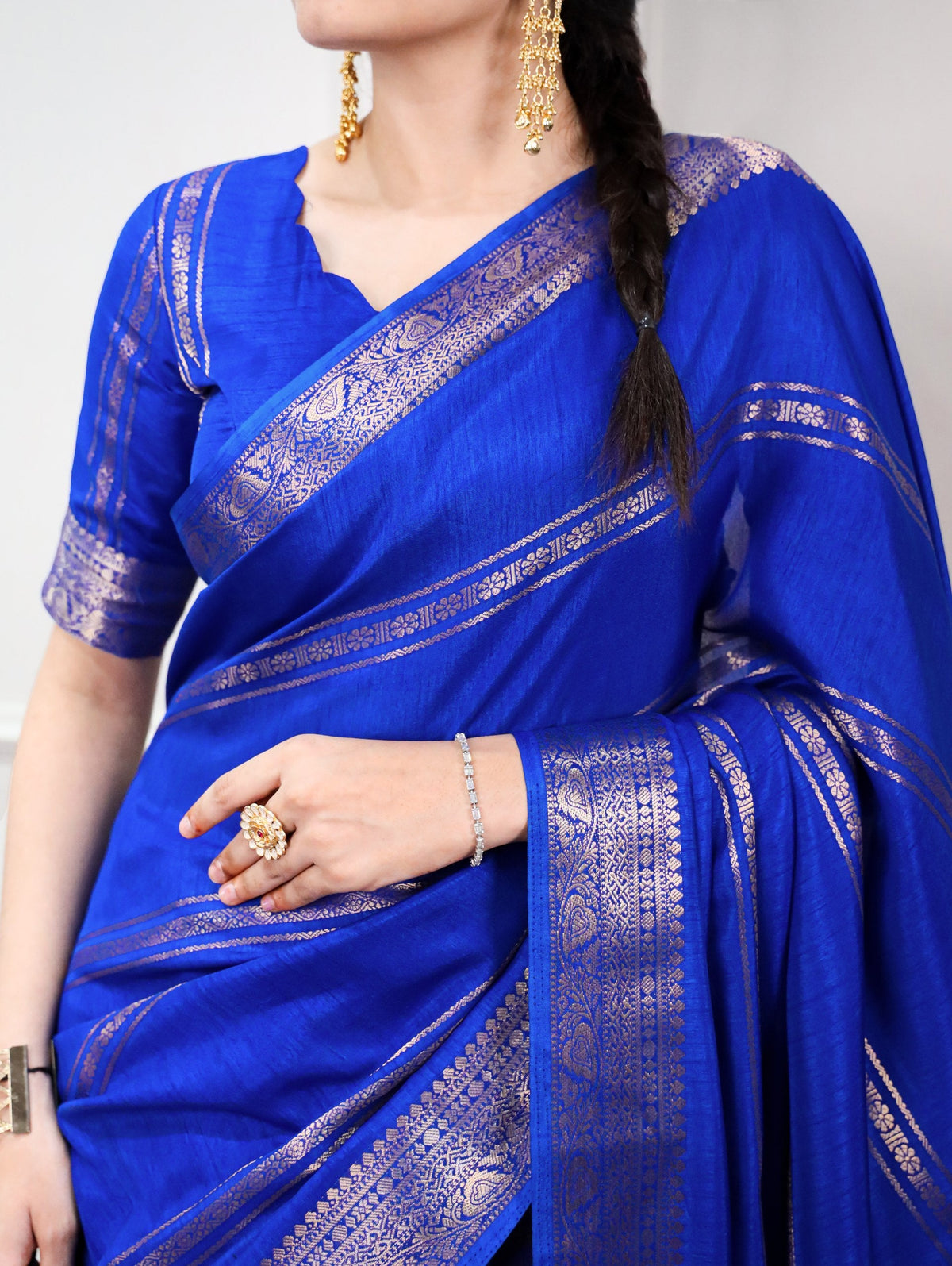 Royal Blue Silk Zari Weaving Saree ClothsVilla