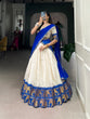 Load image into Gallery viewer, Royal Blue Tradition Kalyani Cotton Lehenga Choli with Zari Weaving &amp; Flowing Georgette Dupatta