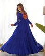 Load image into Gallery viewer, Royal Blue Vibrant Laheriya Anarkali Gown – Perfect for Navratri, Ready to Wear