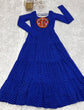 Load image into Gallery viewer, Royal Blue Vibrant Laheriya Anarkali Gown – Perfect for Navratri, Ready to Wear