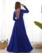 Load image into Gallery viewer, Royal Blue Vibrant Laheriya Anarkali Gown – Perfect for Navratri, Ready to Wear