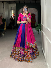 Load image into Gallery viewer, Royal Blue Vibrant Printed Silk Lehenga with Gamthi &amp; Mirror Work ClothsVilla