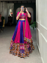 Load image into Gallery viewer, Royal Blue Vibrant Printed Silk Lehenga with Gamthi &amp; Mirror Work ClothsVilla
