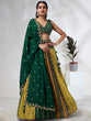 Load image into Gallery viewer, Royal Green Chiffon Lehenga Choli Set with Exquisite Sequin Embroidery &amp; Threadwork ClothsVilla