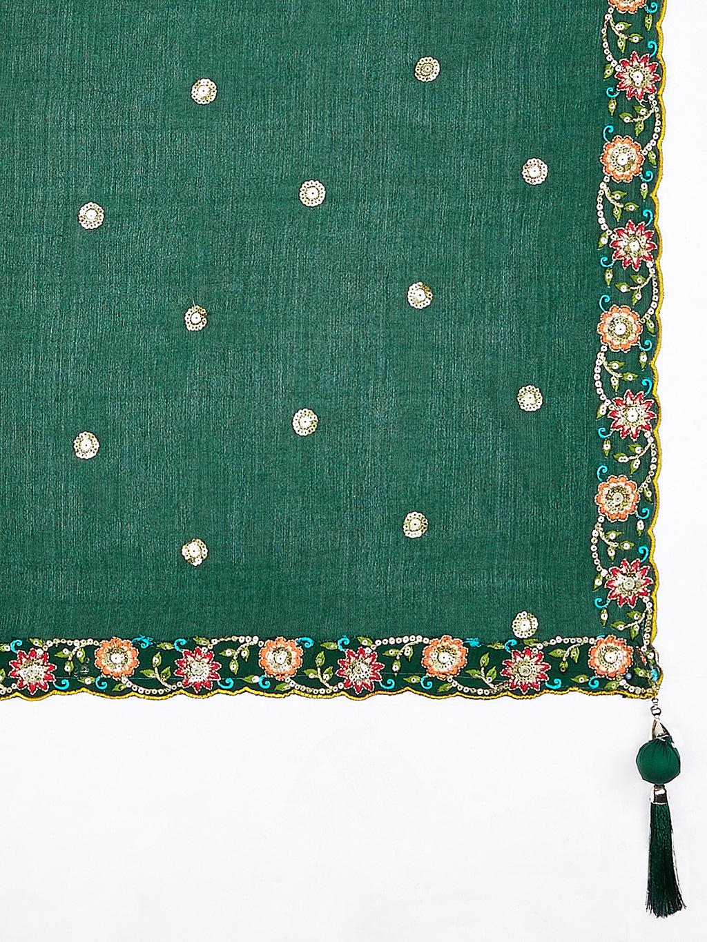 Royal Green Chiffon Lehenga Choli Set with Exquisite Sequin Embroidery & Threadwork ClothsVilla