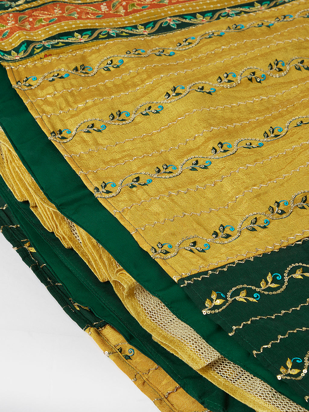 Royal Green Chiffon Lehenga Choli Set with Exquisite Sequin Embroidery & Threadwork ClothsVilla