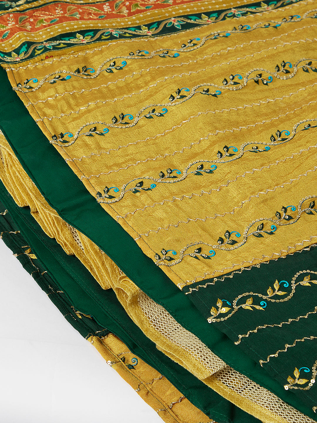 Royal Green Chiffon Lehenga Choli Set with Exquisite Sequin Embroidery & Threadwork ClothsVilla