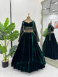 Load image into Gallery viewer, Royal Green Viscose Velvet Semi-Stitched Lehenga Set with All-Over Sequin Embroidery ClothsVilla