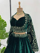 Load image into Gallery viewer, Royal Green Viscose Velvet Semi-Stitched Lehenga Set with All-Over Sequin Embroidery ClothsVilla