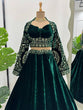 Load image into Gallery viewer, Royal Green Viscose Velvet Semi-Stitched Lehenga Set with All-Over Sequin Embroidery ClothsVilla