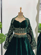 Load image into Gallery viewer, Royal Green Viscose Velvet Semi-Stitched Lehenga Set with All-Over Sequin Embroidery ClothsVilla