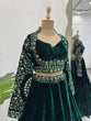 Load image into Gallery viewer, Royal Green Viscose Velvet Semi-Stitched Lehenga Set with All-Over Sequin Embroidery ClothsVilla
