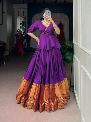 Royal Purple Pure Cotton Lehenga Choli ClothsVilla