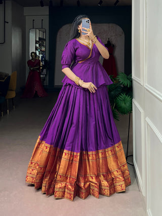 Royal Purple Pure Cotton Lehenga Choli ClothsVilla