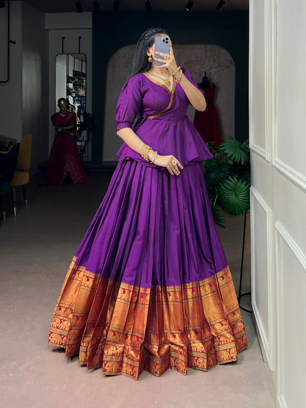 Royal Purple Pure Cotton Lehenga Choli ClothsVilla