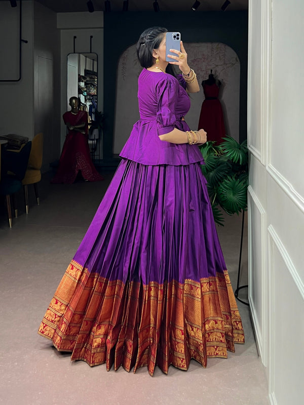Royal Purple Pure Cotton Lehenga Choli ClothsVilla