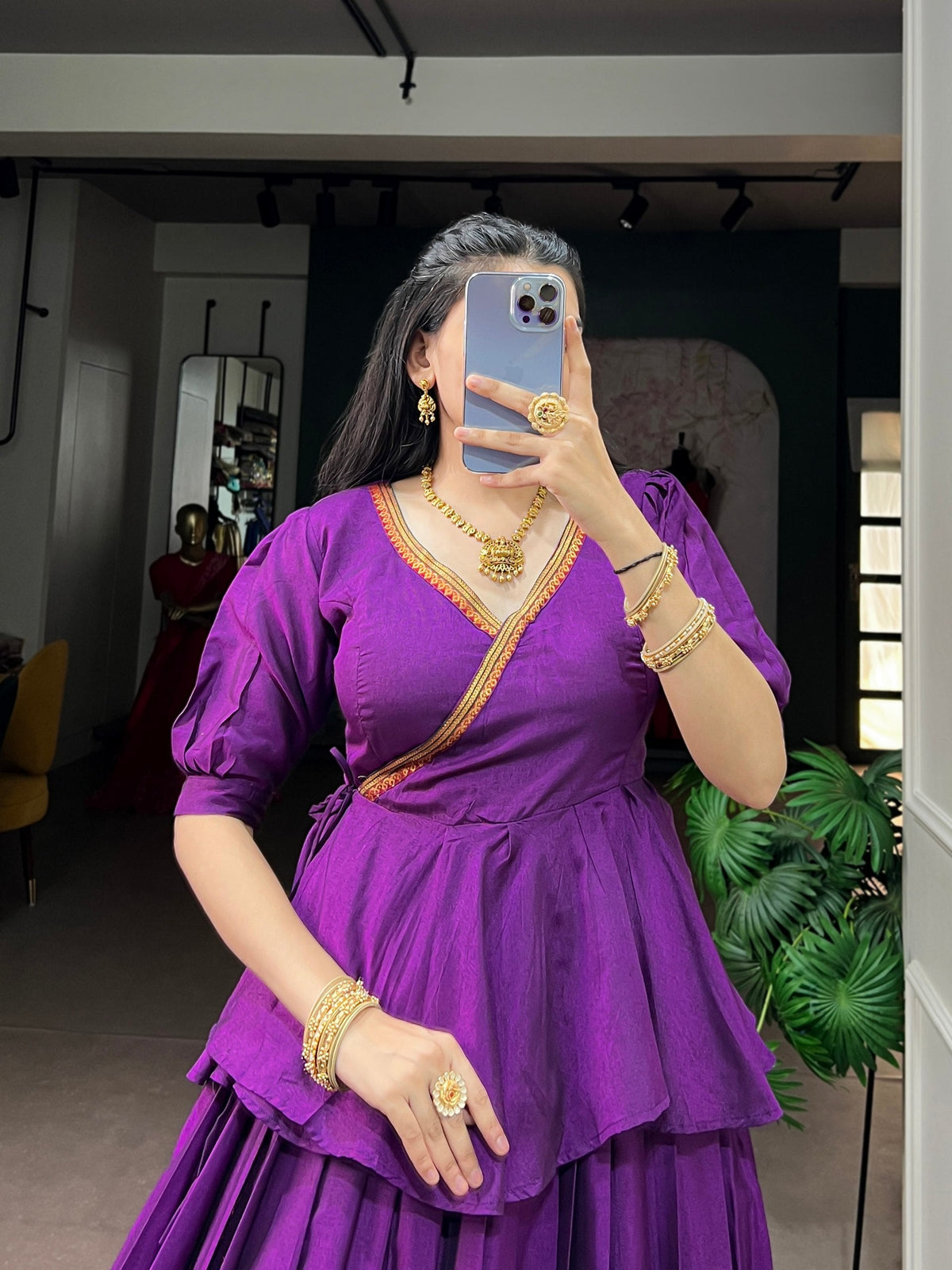 Royal Purple Pure Cotton Lehenga Choli ClothsVilla