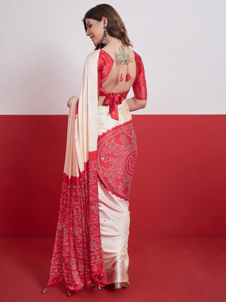 Ruhika Mirror Work Semi Modal Saree for Wedding & Party Wear ClothsVilla