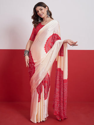 Ruhika Mirror Work Semi Modal Saree for Wedding & Party Wear ClothsVilla