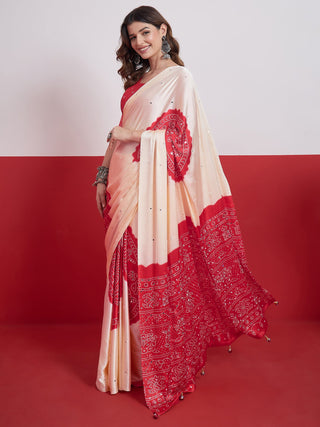 Ruhika Mirror Work Semi Modal Saree for Wedding & Party Wear ClothsVilla