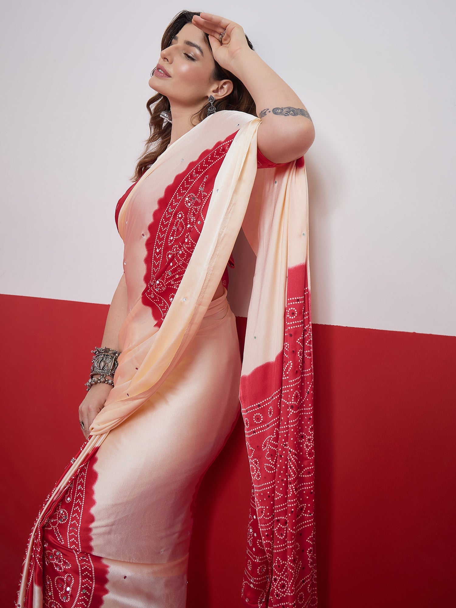 Ruhika Mirror Work Semi Modal Saree for Wedding & Party Wear ClothsVilla